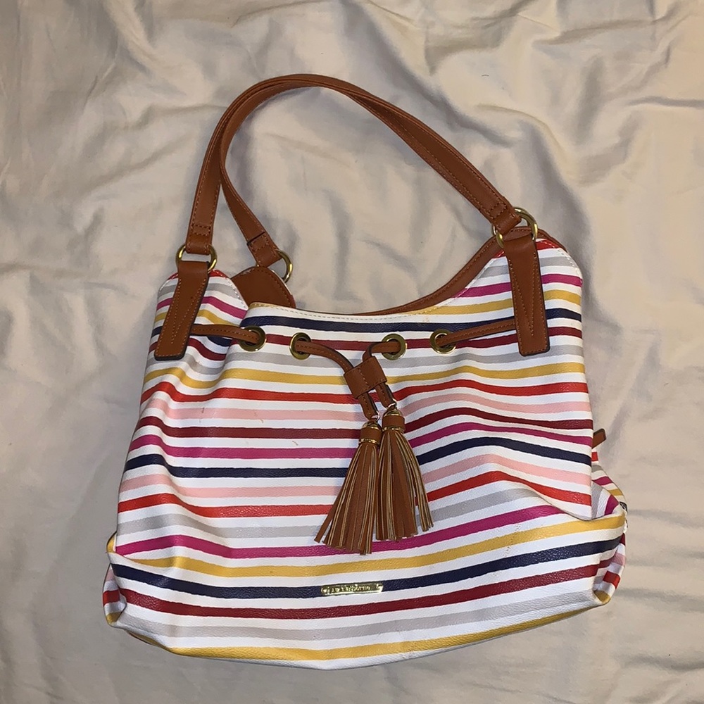Liz Claiborne tassel striped leather bag